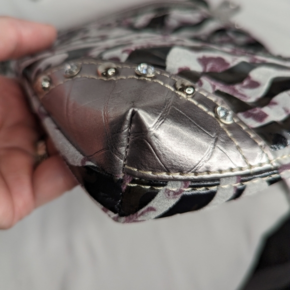 NWT HANANEL FLEUR DE LIS BLING ANIMAL PRINT CROSSBODY BAG - Picture 6 of 11